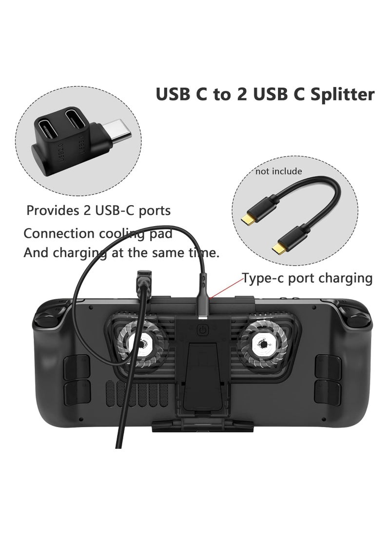 Bukela - USB Type C to 2 USB 3.1 USB C Adapter PD100W Charging Connector 90 Degree Male to USB C Female Dual Way for Smartphone Laptop Tablet Vapor Deck, Black - Image 1