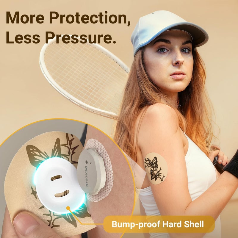 Amolyfe Dexcom G7 Tattoo Over Patches Waterproof, Amolyfe 10 Pack Dexcom Stelo Overpatches, Bump-Proof with Hard Cap, Breathable, Medical Adhesive, 10-Day CGM Protection (Tattoo Rose) - Image 3