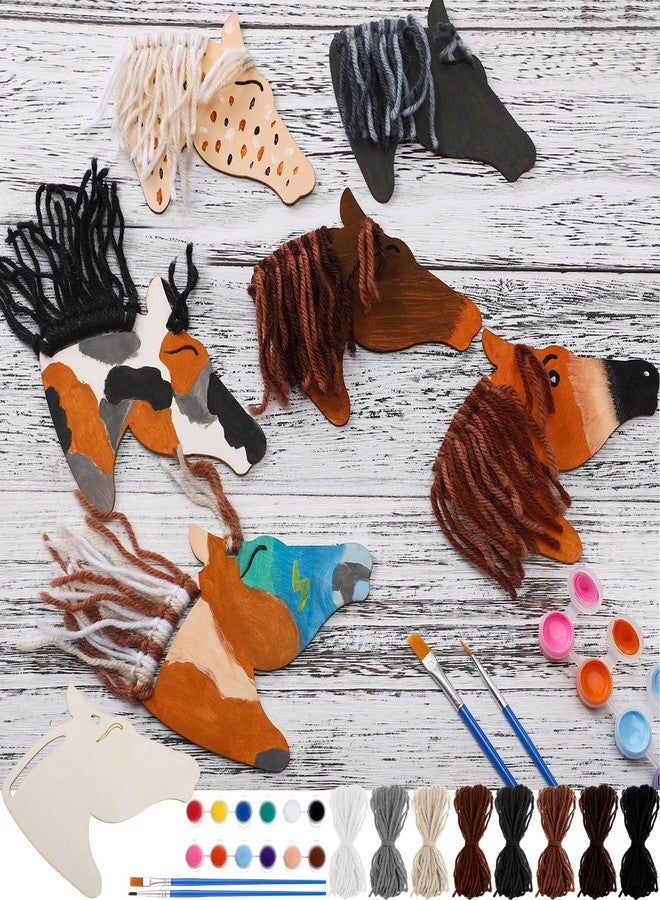 Geelin 24 Pcs Christmas Wooden Horse Craft Western Ornament Unfinished Wooden Cutouts Horse Painting Kit Unicorn Ornament DIY Cowboy Craft Paint Your Own Art for Christmas Party Favors(Classic) - Image 1