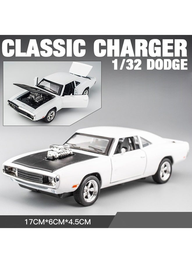 Dodge Charger Car Model 1/32 With Sound effects and lighting effects Supercar Toy Gift White  - Image 2