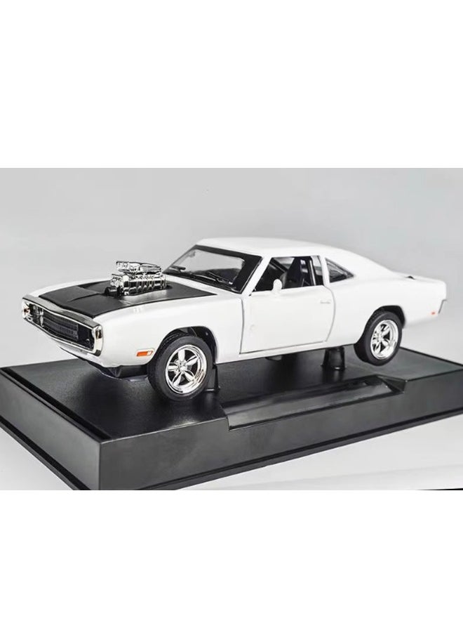 Dodge Charger Car Model 1/32 With Sound effects and lighting effects Supercar Toy Gift White  - Image 1
