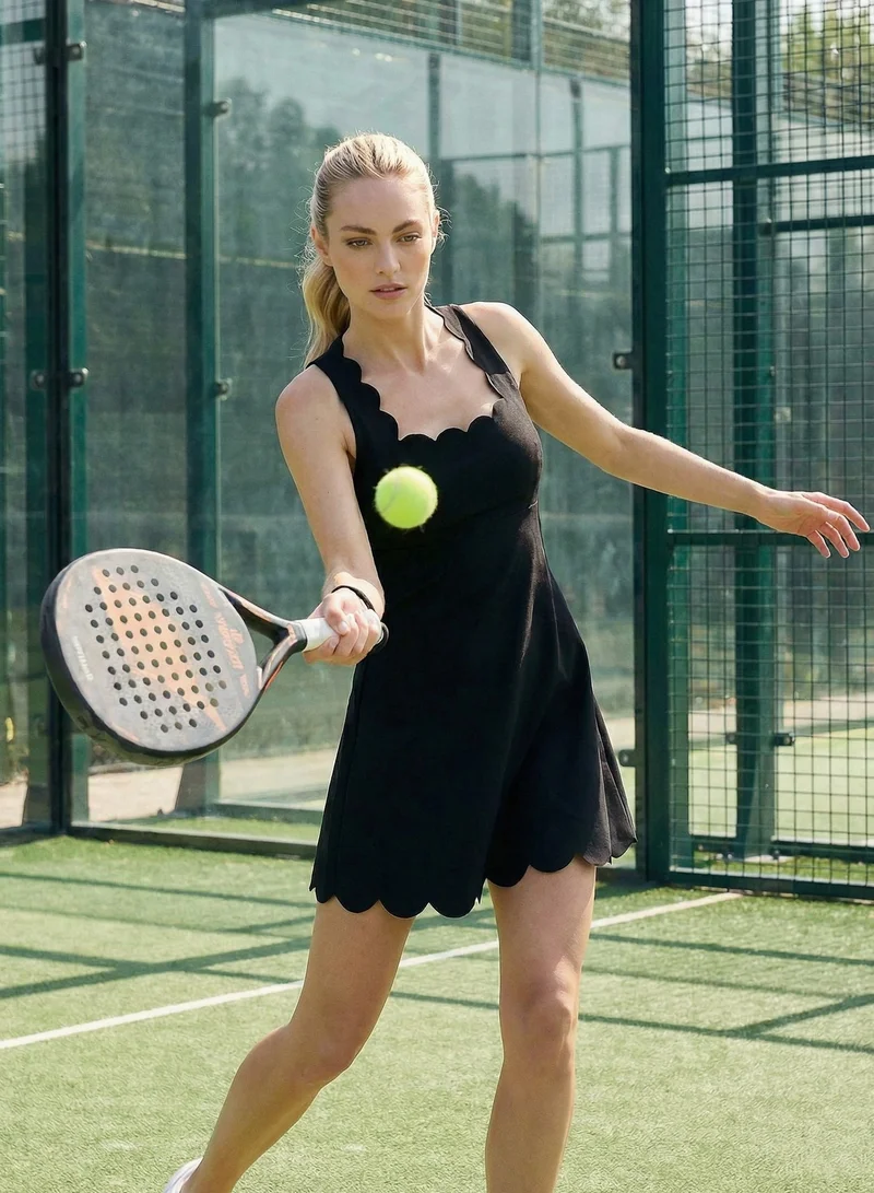 SVL Padel & Tennis Dress with Built-in Bra and Shorts - Black - SVL