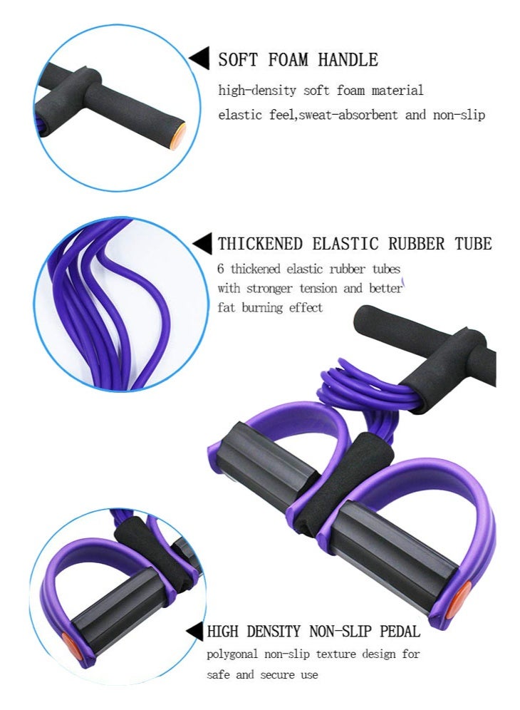 meayul Multifunction Tension Rope, Split Pedal Resistance Band, 6-Tube Elastic Yoga Pedal Puller Resistance Band, Natural Latex Tension Rope Fitness Equipment, for Abdomen, Waist, Arm, Leg Stretching Slimming Training - Image 3