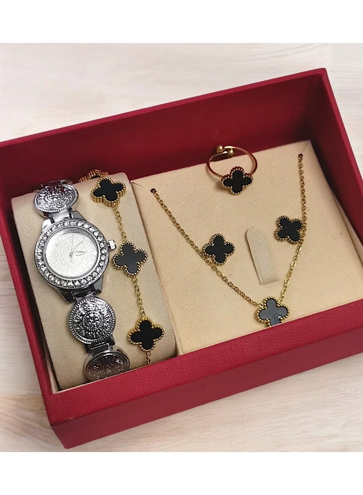 Rivoli Elegant women's stainless-steel set consisting of a waterproof watch with a set of bracelets, rings, necklaces, and earrings - Image 1