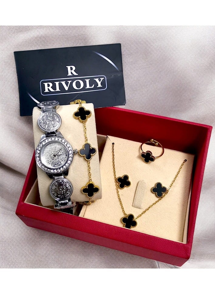 Rivoli Elegant women's stainless-steel set consisting of a waterproof watch with a set of bracelets, rings, necklaces, and earrings - Image 2