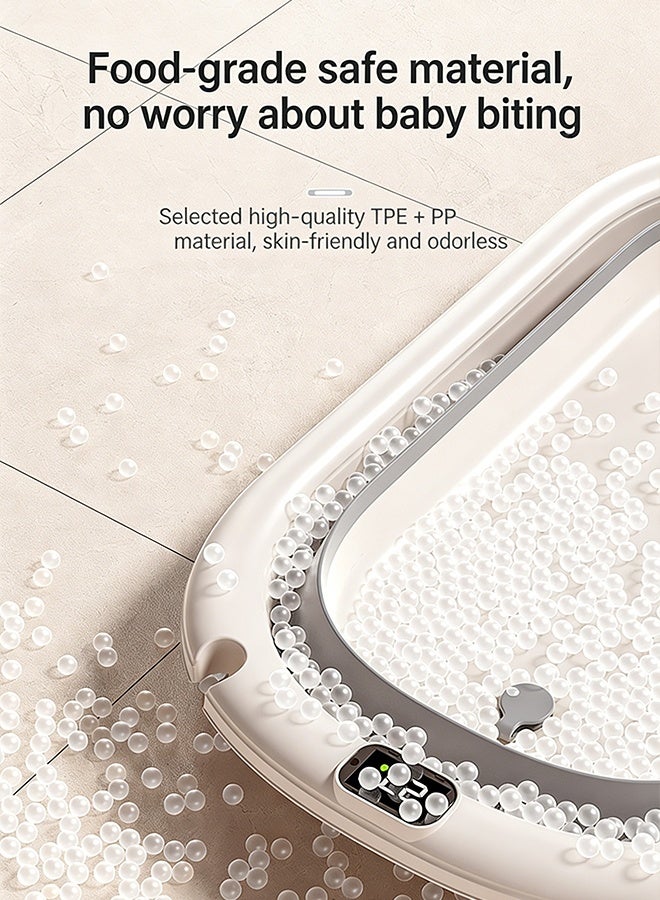 يويولا [عرض رقمي لقياس درجة الحرارة] حوض حمام مبطن ممتد وواسع للرضع، قابل للطي للاستخدام المنزلي، مناسب للجلوس وال눕، مزود بشبكة حمام مثلثة، لون رمادي - Image 3