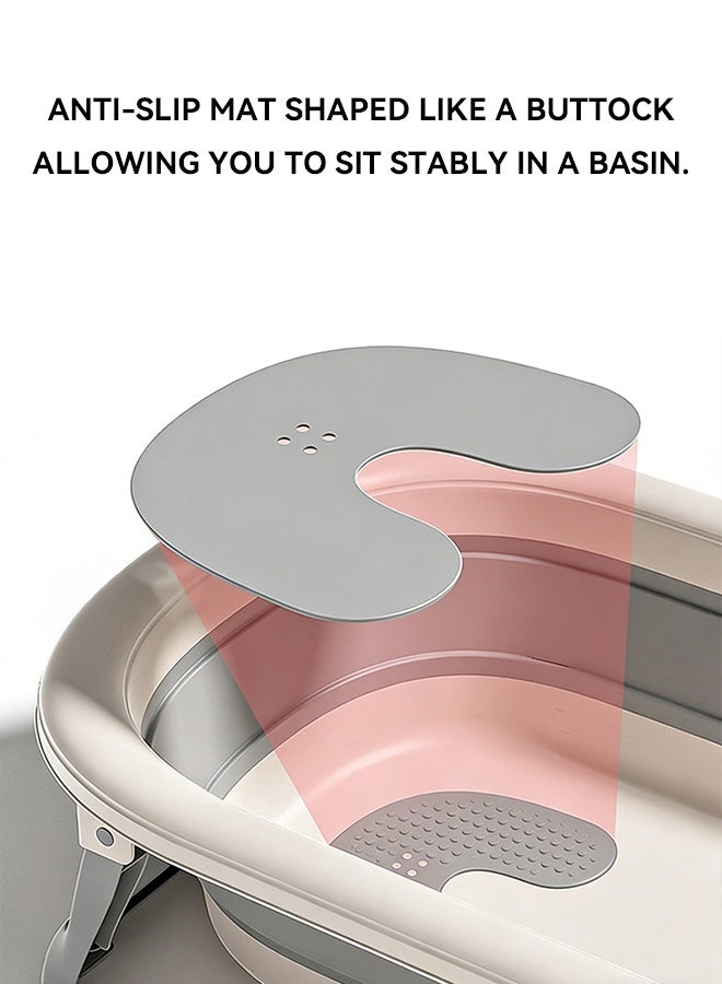 يويولا [عرض رقمي لقياس درجة الحرارة] حوض حمام مبطن ممتد وواسع للرضع، قابل للطي للاستخدام المنزلي، مناسب للجلوس وال눕، مزود بشبكة حمام مثلثة، لون رمادي - Image 4