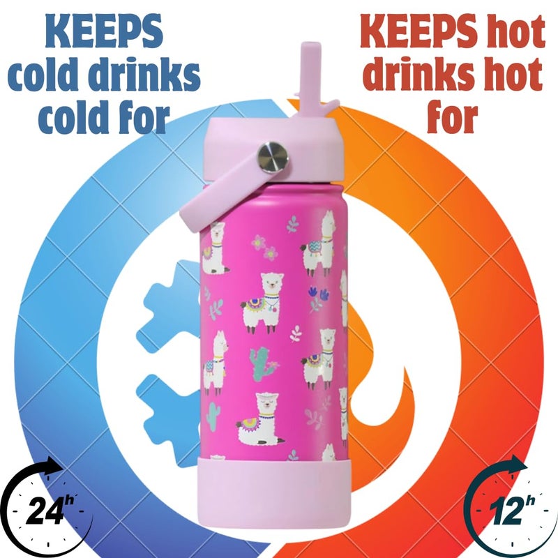 TOM  BELL Insulated Water Bottle for Kids 500ml,Double Wall Water Bottle for School, Sipper Bottle,Hot and Cold, Premium 304 Stainless Steel (Alpaca, 500ml) - Image 2