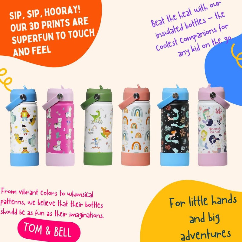 TOM  BELL Insulated Water Bottle for Kids 500ml,Double Wall Water Bottle for School, Sipper Bottle,Hot and Cold, Premium 304 Stainless Steel (Alpaca, 500ml) - Image 5