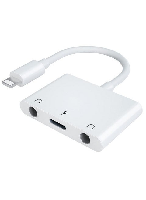 3In1 Lighting To 3.5Mmheadphone Adapter For Iphone Dual Earphone Jack Audio And Charging Adapterheadphone Splitter For Iphone 14 13 12 11 Xs Max Xr 8 7 Plus 6 Ipadsupport Ios 10 To16