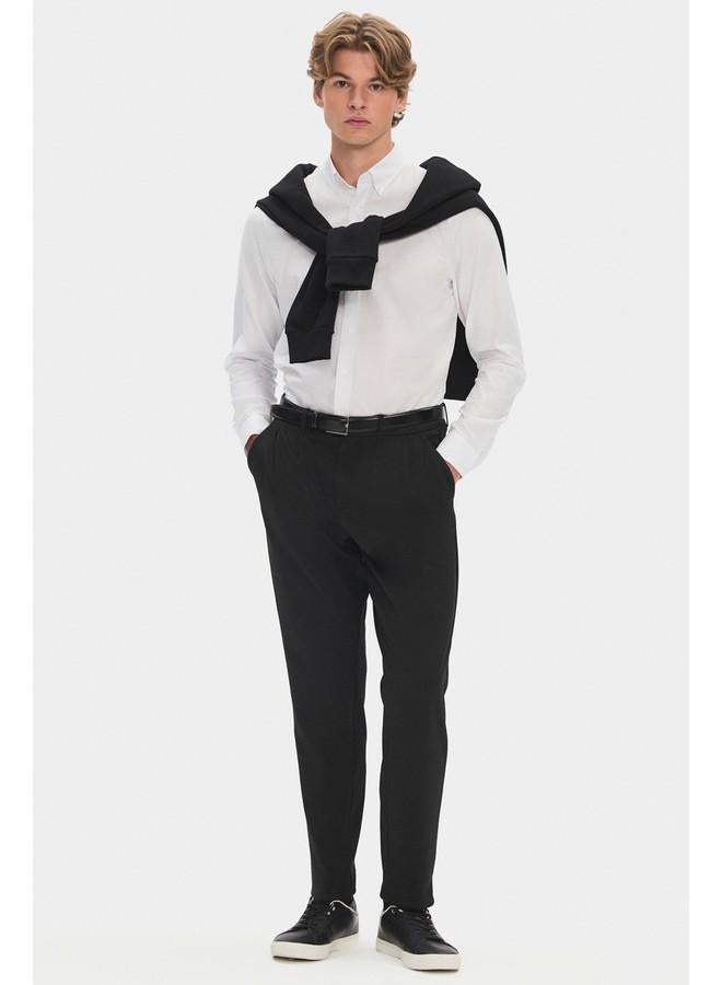 جون قميص أكسفورد بأكمام طويلة قطن 100% للرجال - أبيض - Image 3