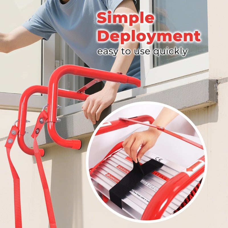 SHAREWIN Portable Fire Ladder 2 Story Emergency Escape Ladder 15 Ft with Wide Steps V Center Support - Image 5