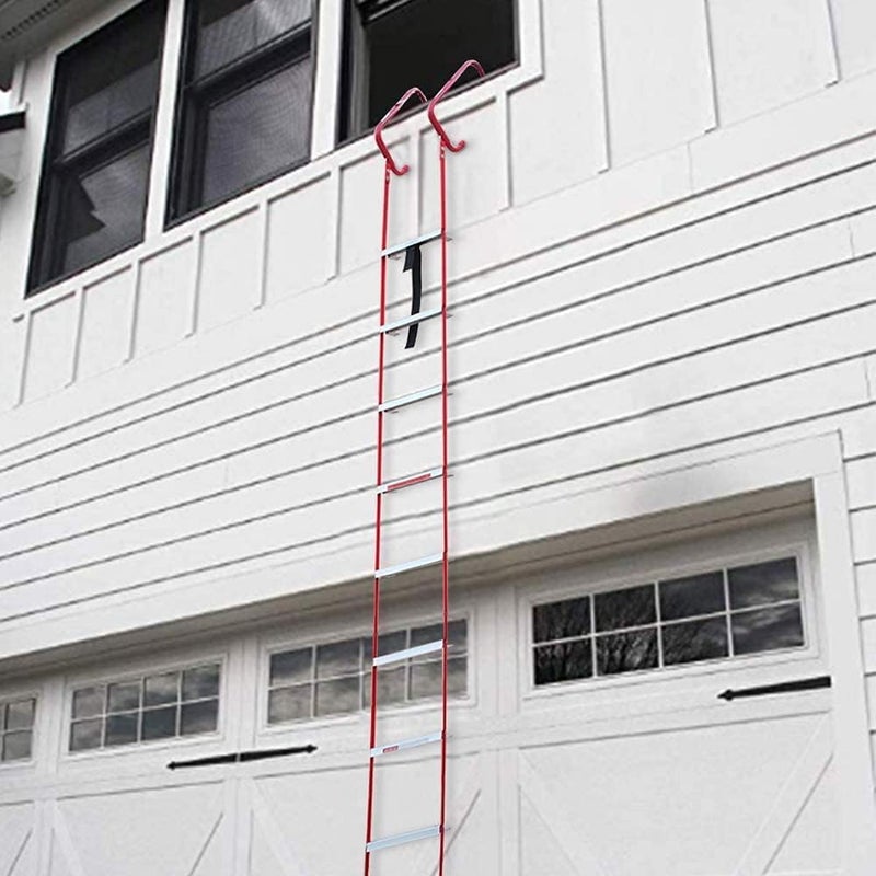 SHAREWIN Portable Fire Ladder 2 Story Emergency Escape Ladder 15 Ft with Wide Steps V Center Support - Image 4