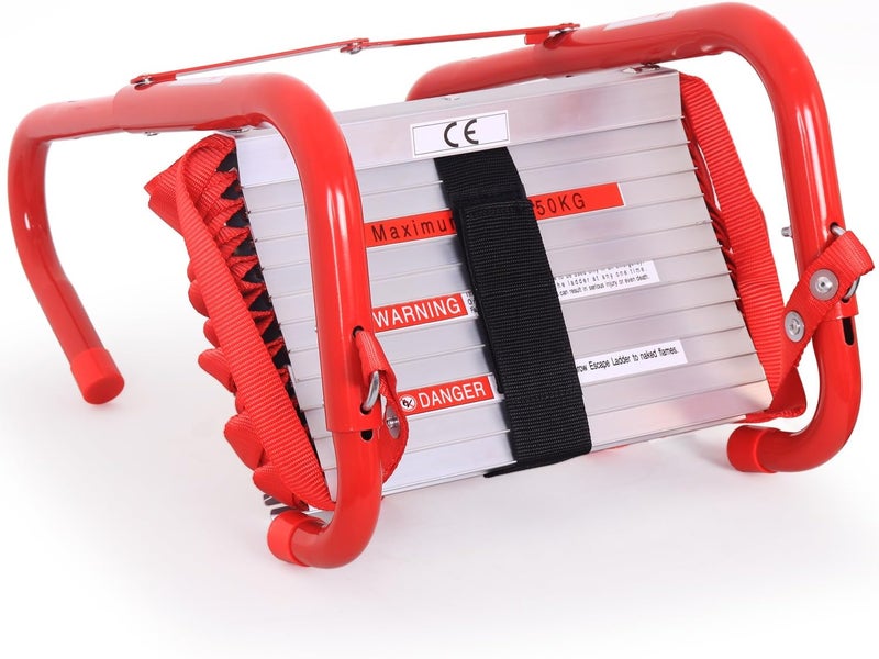 SHAREWIN Portable Fire Ladder 2 Story Emergency Escape Ladder 15 Ft with Wide Steps V Center Support - Image 1
