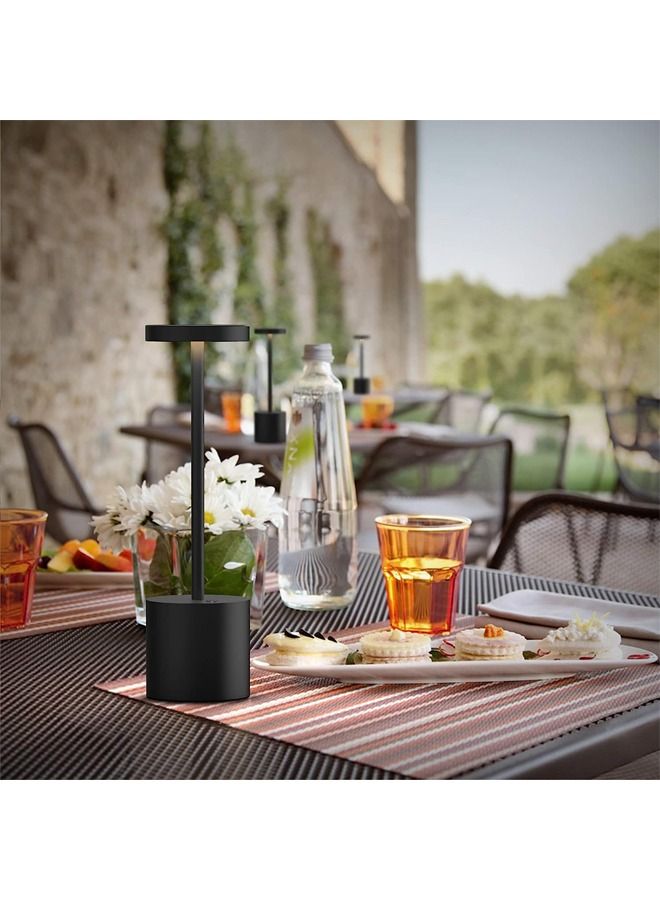 Rechargeable Cordless Metal Table Lamp Outdoor Portable Battery Operated Desk Lamps 3-Levels Brightness Wireless Powered Small Night Light for Restaurants Garden Patio Bedroom Black 34 cm - view 4
