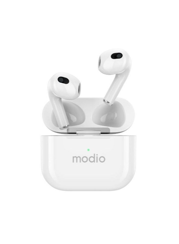 modio ME12 Bluetooth Wireless Earphones | High-Quality Stereo Sound & Deep Bass | Built-in Microphone for Hands-Free Calls | Noise Reduction & Ergonomic Fit | Fast Pairing & Long Battery Life | Compatible with Android & iOS Devices - Image 1