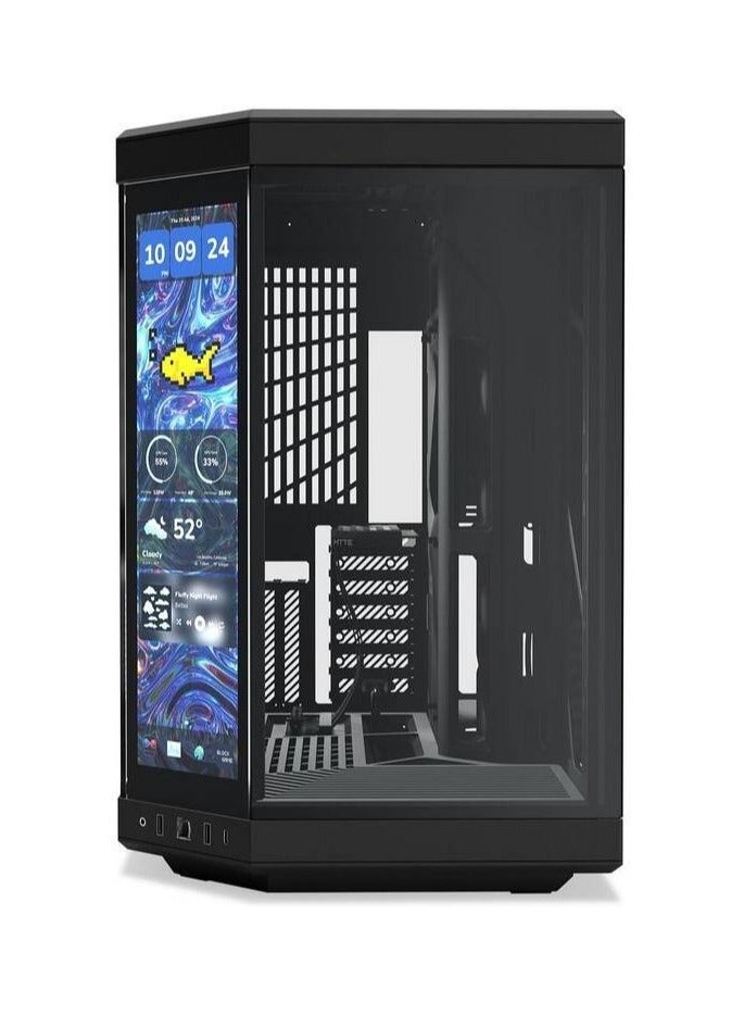 HYTE Y70 Touch Infinite TTi Mid-Tower ATX Case, 14.9″ 2.5K Touchscreen, Panoramic Tempered Glass, Vertical GPU Support, PCIe 4.0 Riser, Dual-Chamber, ATX/mATX/ITX, 360mm Radiator Support, USB-C 3.2 Gen2, Pitch Black | CS-HYTE-Y70TI-BB  - Image 2