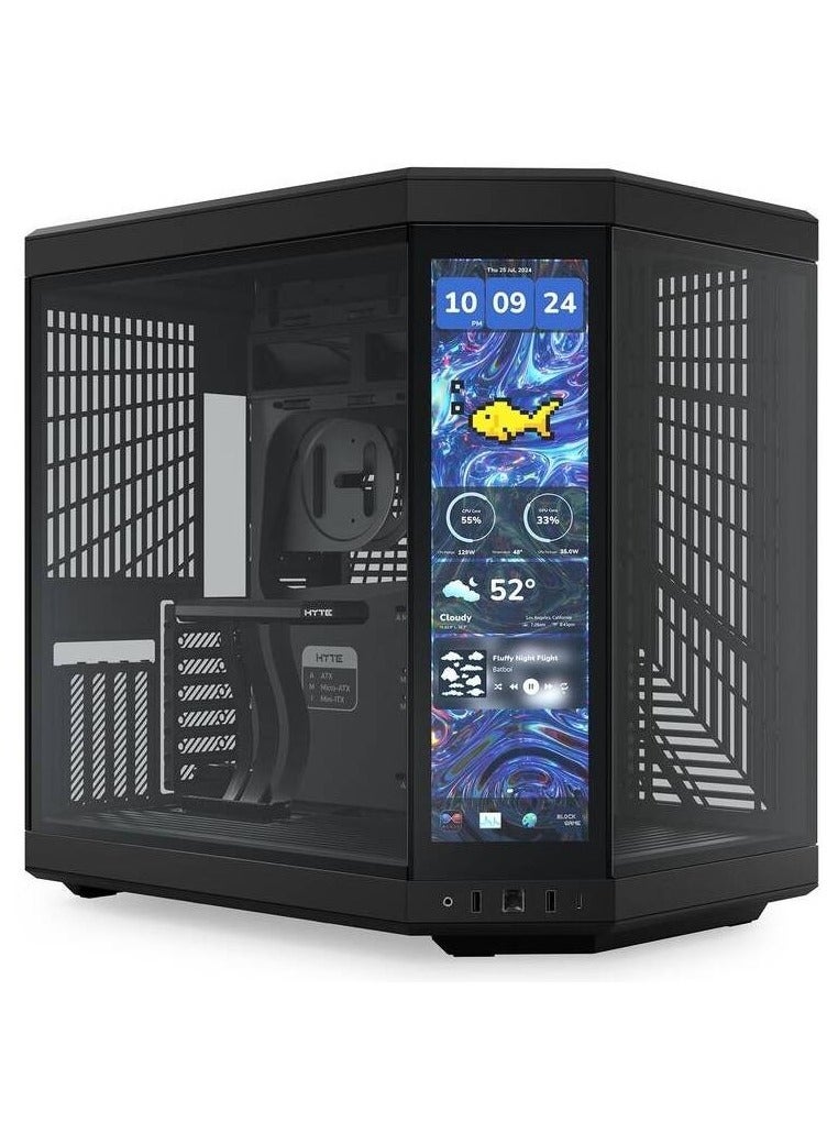 HYTE Y70 Touch Infinite TTi Mid-Tower ATX Case, 14.9″ 2.5K Touchscreen, Panoramic Tempered Glass, Vertical GPU Support, PCIe 4.0 Riser, Dual-Chamber, ATX/mATX/ITX, 360mm Radiator Support, USB-C 3.2 Gen2, Pitch Black | CS-HYTE-Y70TI-BB  - Image 1