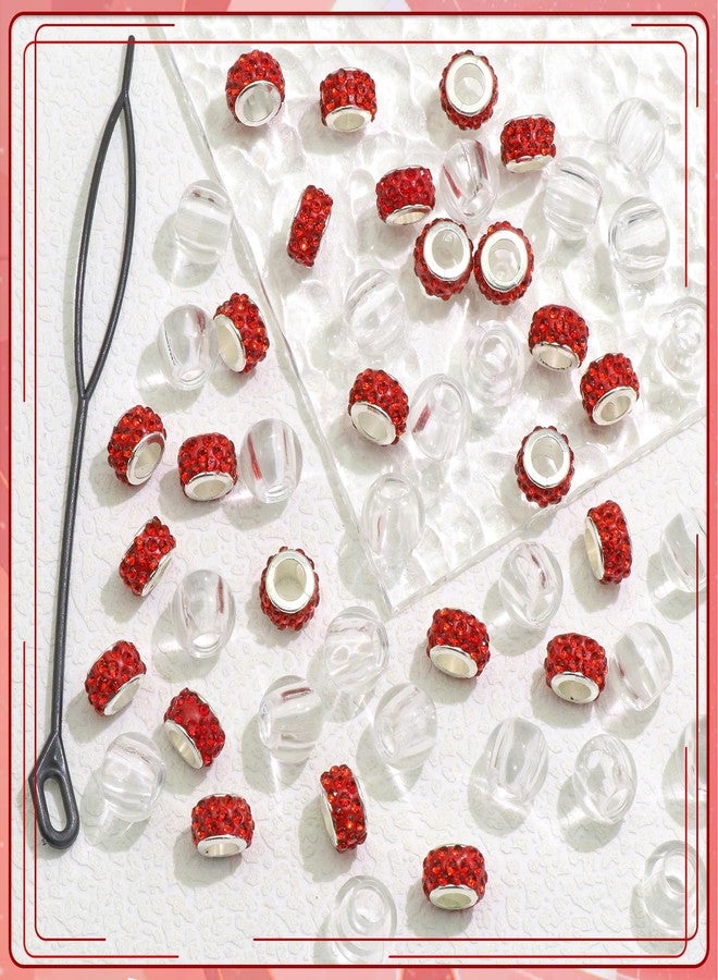 VENOFEN 50PCS Red Rhinestone European Hair Beads Loc Jewelry for Braids Clear Dreadlock Beads Braid Decoration Accessories for Women and Girls - Image 2