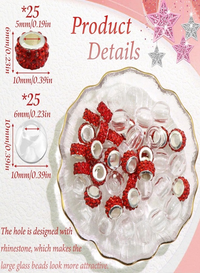 VENOFEN 50PCS Red Rhinestone European Hair Beads Loc Jewelry for Braids Clear Dreadlock Beads Braid Decoration Accessories for Women and Girls - Image 4