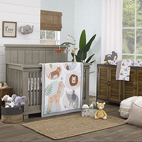 NoJo Jungle Trails Grey, Gold, Green and White Super Soft Animal Print Changing Pad Cover - Image 4