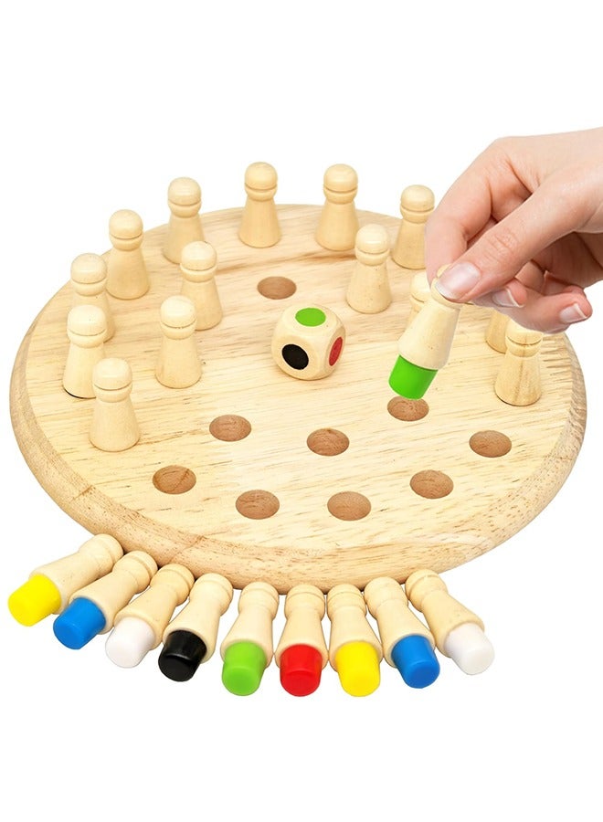 Wooden Memory Chess Matching Game, Family Board Games for Kids and Adults, Montessori Preschool Learning Educational Toy for Toddler 3 4 5 6 7 8+ Year Old, Birthday Gift for Boy Girl - Image 1