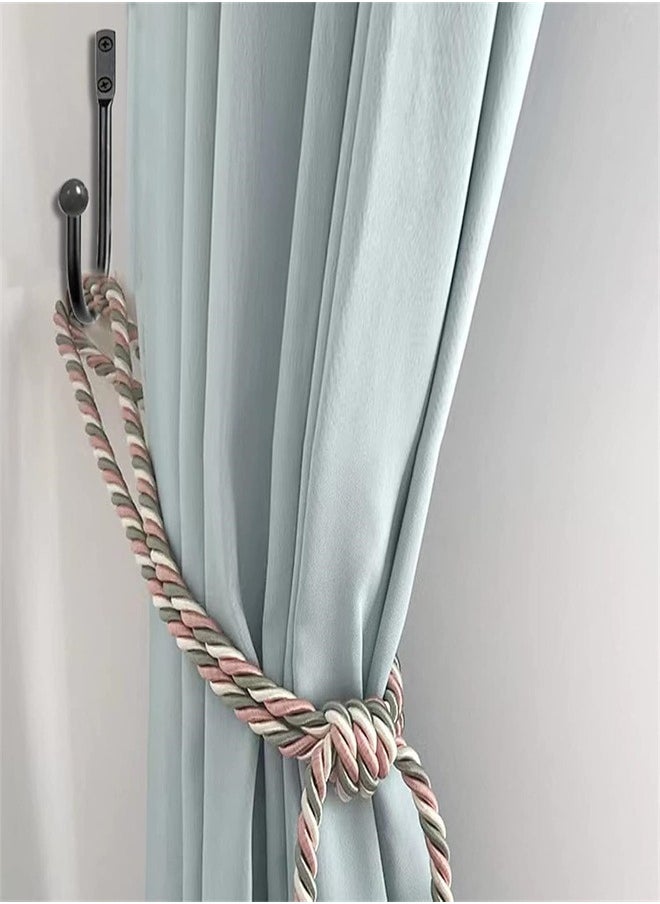 Curtain Holdbacks, 2 pcs Curtains Holder Wall Mounted Drapery Tiebacks Heavy Duty Window Treatment Holdbacks for Home Decor, Black