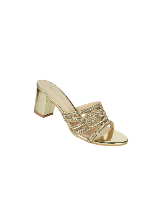 ZAYNA 221-225 Zayna Ladies Block Heel Sandals 2G5957-521 Gold