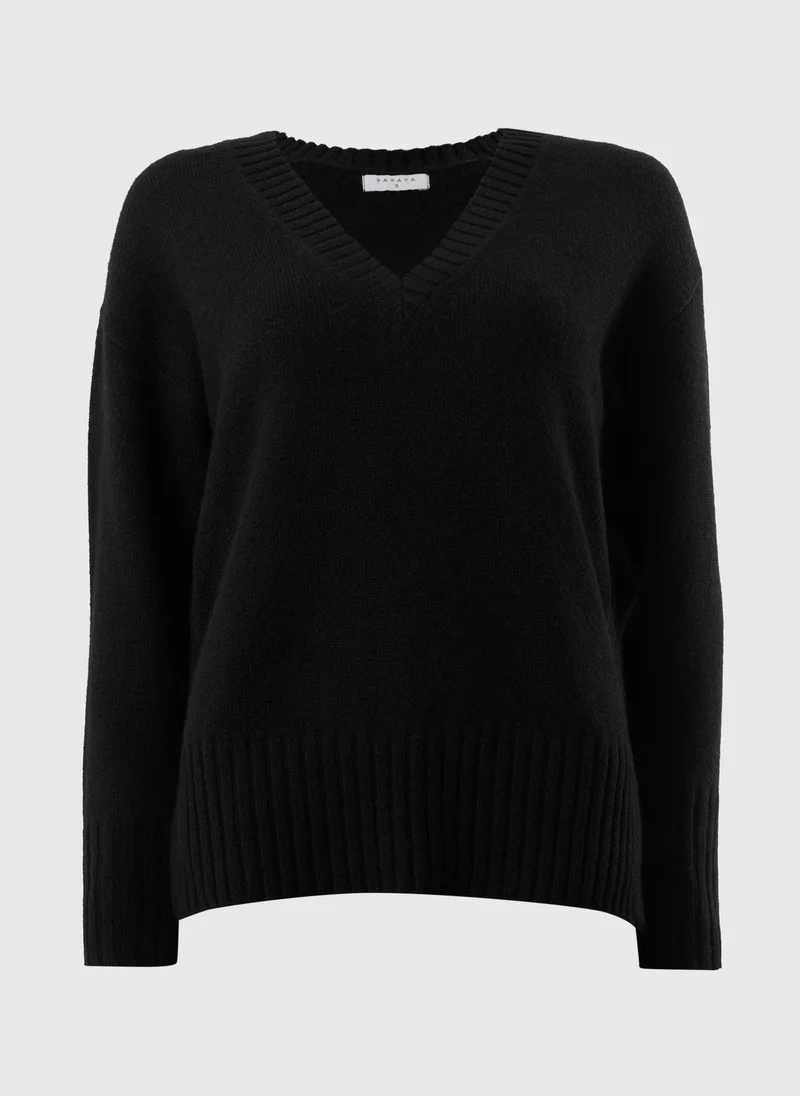 Matalan Black V-Neck Knit Jumper
