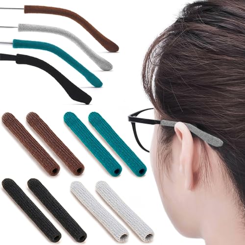 IYOOH 4 Pairs Upgrade Soft Glasses Ear Cushion, Anti Slip Knitting Cotton Eye Glasses Ear Grippers, Comfort Temple Sleeves Tips Eyeglass Ear Pads, Non Slip Eyeglass Grips for Behind the Ear (Multicolor) - Image 1