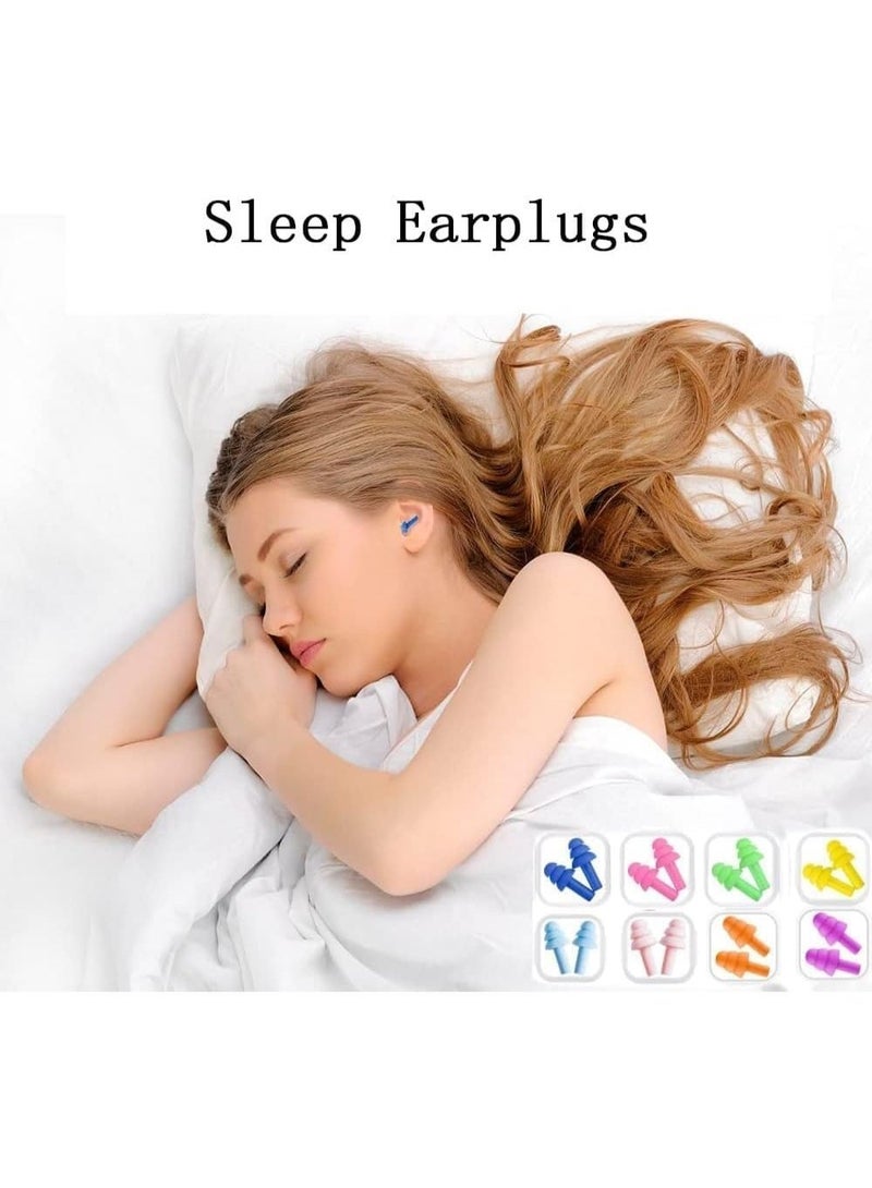 SFENG 8 Pairs Reusable Soft Silicone Earplugs, Noise Reduction Waterproof Ear Plugs for Sleeping, Snoring, Swimming, Travel, Airplane, Work, Concerts, Multiple Colors with Storage Cases - Image 3