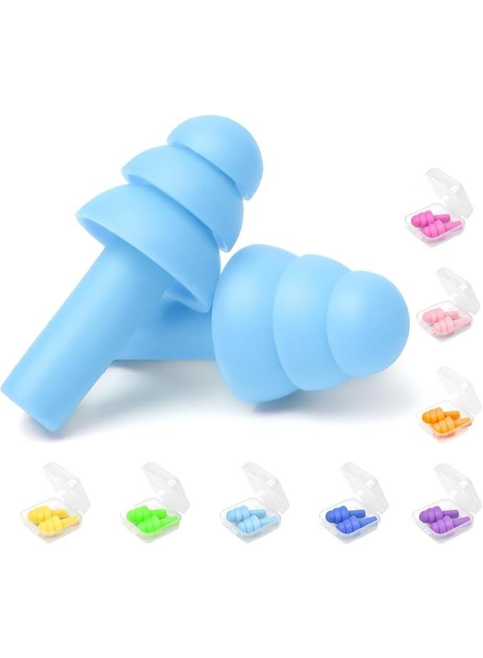SFENG 8 Pairs Reusable Soft Silicone Earplugs, Noise Reduction Waterproof Ear Plugs for Sleeping, Snoring, Swimming, Travel, Airplane, Work, Concerts, Multiple Colors with Storage Cases - Image 1