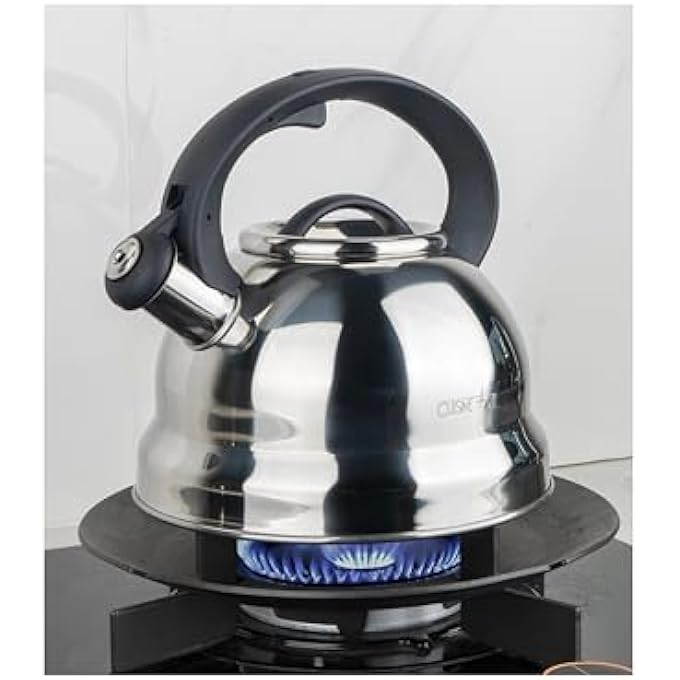 Clara 201 Stainless Steel Whistling Tea Kettle 25L Silver Mirror Polish Fixed Nylon Handle Satin Interior Fast Boiling Suitable For Use On All Stove Tops - Image 2