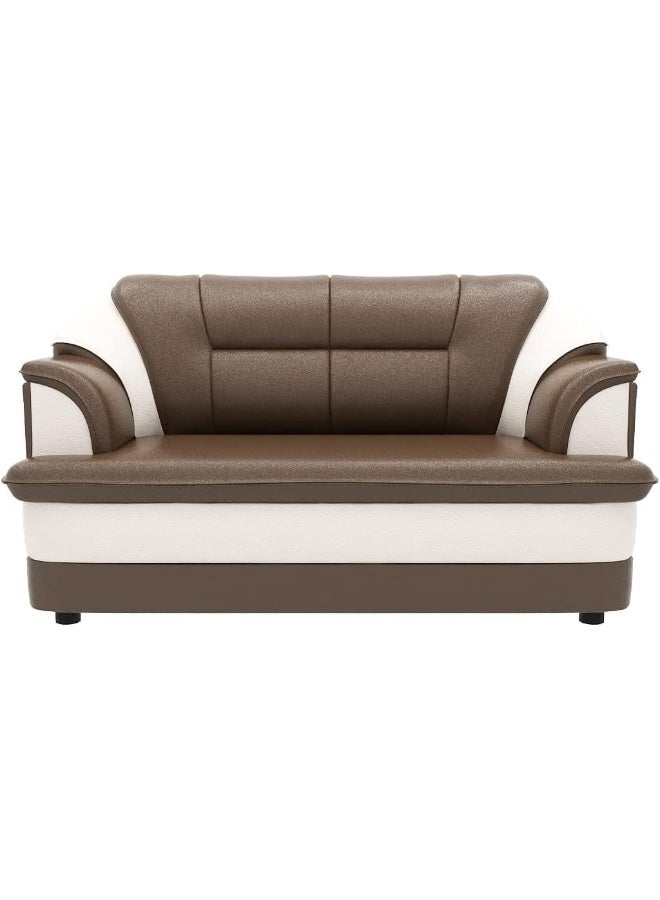 Poppins Home Sofa Set in Lifestyle Leatherette and Polyurethane Foam Elevate Your Space with Distinctive Style (Two Seats, Beige and Brown) - Image 1