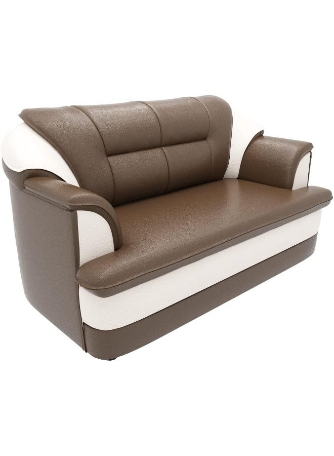 Poppins Home Sofa Set in Lifestyle Leatherette and Polyurethane Foam Elevate Your Space with Distinctive Style (Two Seats, Beige and Brown) - Image 3