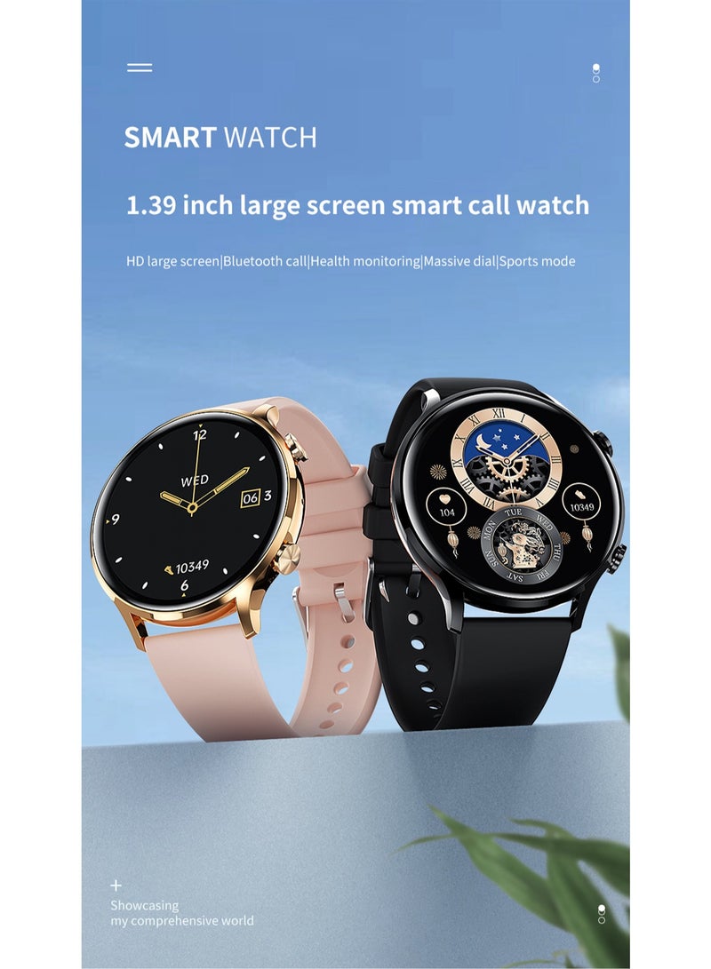 QS40 Ultra-thin Body Temperature Heart Rate Blood Oxygen SOS Weather Music Game Waterproof Dial Call Smart Watch (Pink) - Image 2