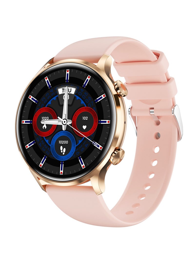 QS40 Ultra-thin Body Temperature Heart Rate Blood Oxygen SOS Weather Music Game Waterproof Dial Call Smart Watch (Pink) - Image 1