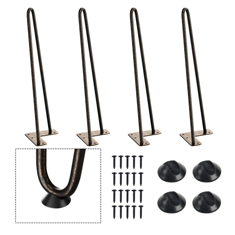 SMARTSTANDARD 16 Inch Heavy Duty Hairpin Furniture Legs, Metal Home DIY Projects for TV Stand, Sofa, Cabinet, etc with Rubber Floor Protectors Bronze 4PCS - Image 1