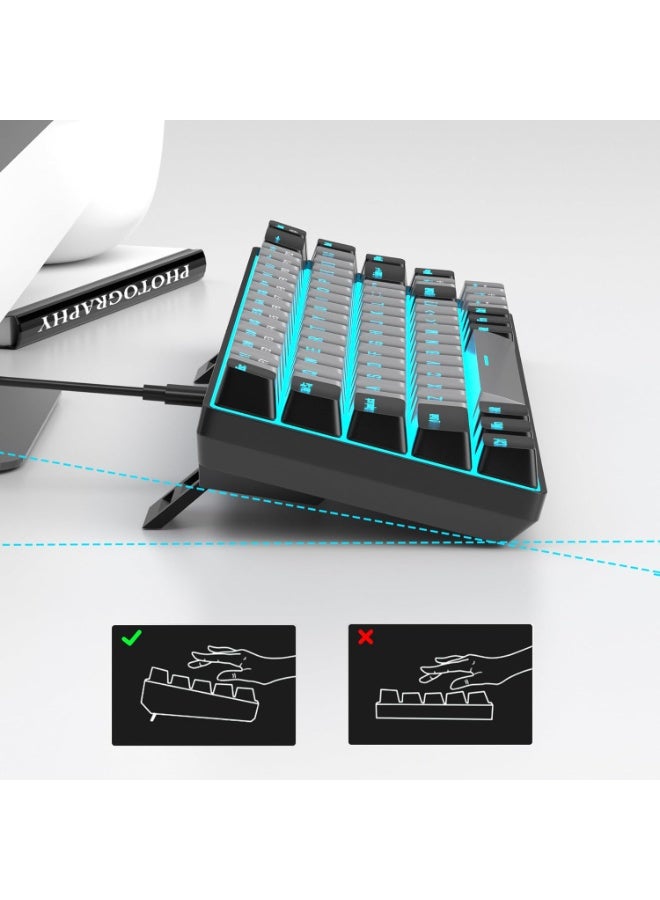 MageGee Portable 60% Mechanical Gaming Keyboard, MK-Box LED Backlit Compact 68 Keys Mini Wired Office Keyboard with Blue Switch for Windows Laptop PC Mac - Grey/Black - Image 4