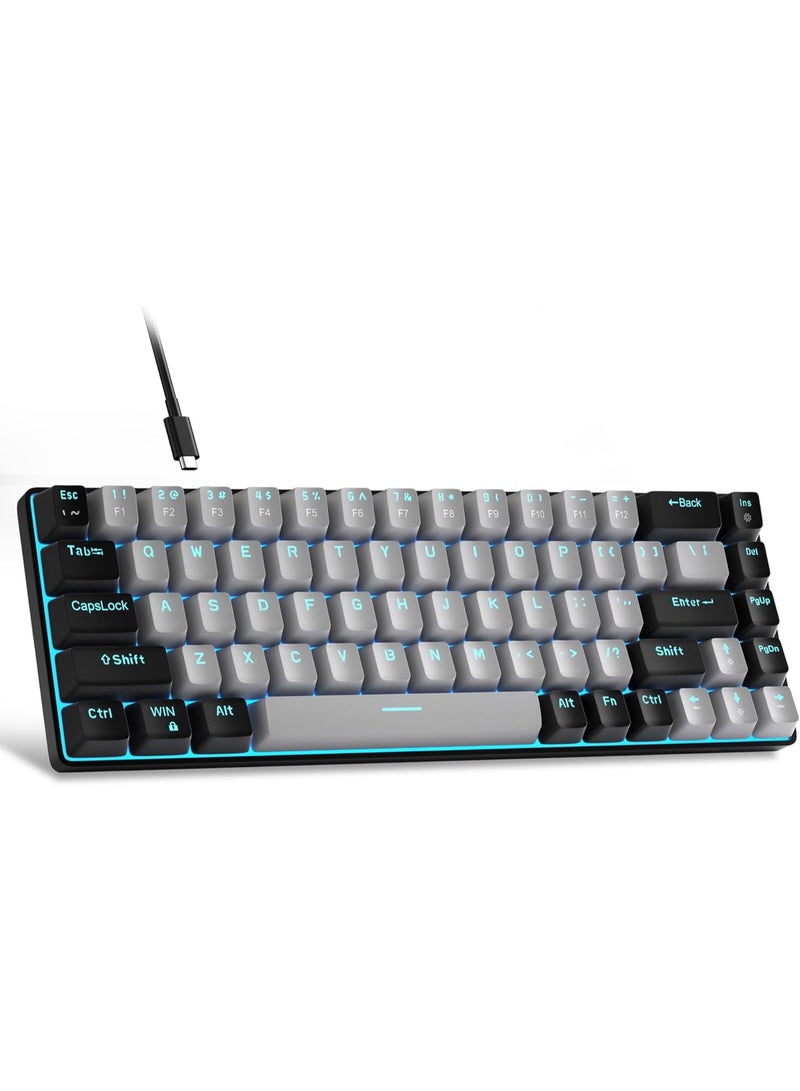 MageGee Portable 60% Mechanical Gaming Keyboard, MK-Box LED Backlit Compact 68 Keys Mini Wired Office Keyboard with Blue Switch for Windows Laptop PC Mac - Grey/Black - Image 1