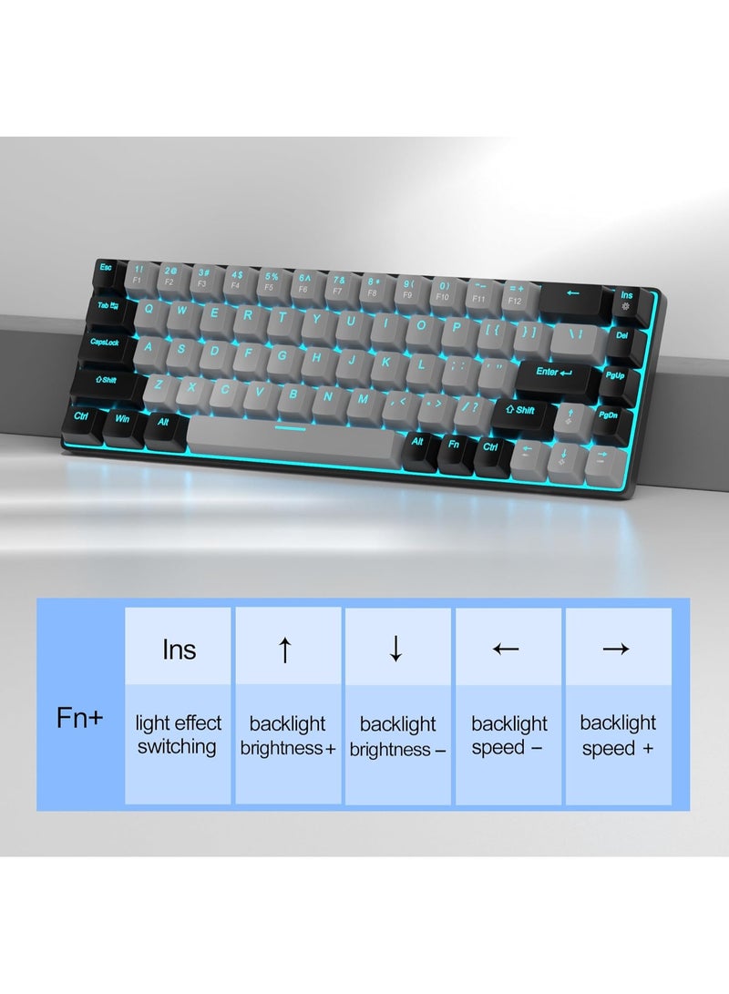 MageGee Portable 60% Mechanical Gaming Keyboard, MK-Box LED Backlit Compact 68 Keys Mini Wired Office Keyboard with Blue Switch for Windows Laptop PC Mac - Grey/Black - Image 5