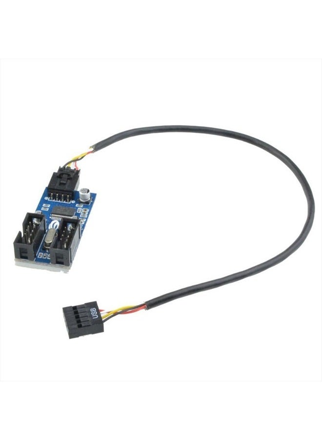 TGOOD 9pin USB Header Male 1 to 2 Female Extension Splitter Cable Connector Adapter (Male 1 to 2 Female) - Image 1