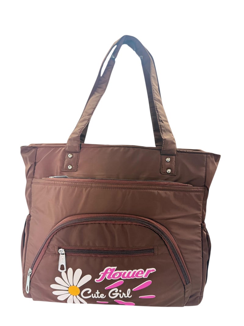 Yatee Girls Tote Bag - Shoulder Brown Handbag for Women & Teenagers, Stylish Travel & College, office with Zipper Compartments Tote for Women | Zipper Handbags | Multiple Pockets - Image 5