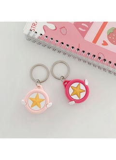 For Apple AirTags Silicone Protective Case Cartoon Minnie Case Airtag Bluetooth Locator Tracker-Color:Five-pointed Star Rose Red-Applicable Model:AirTags