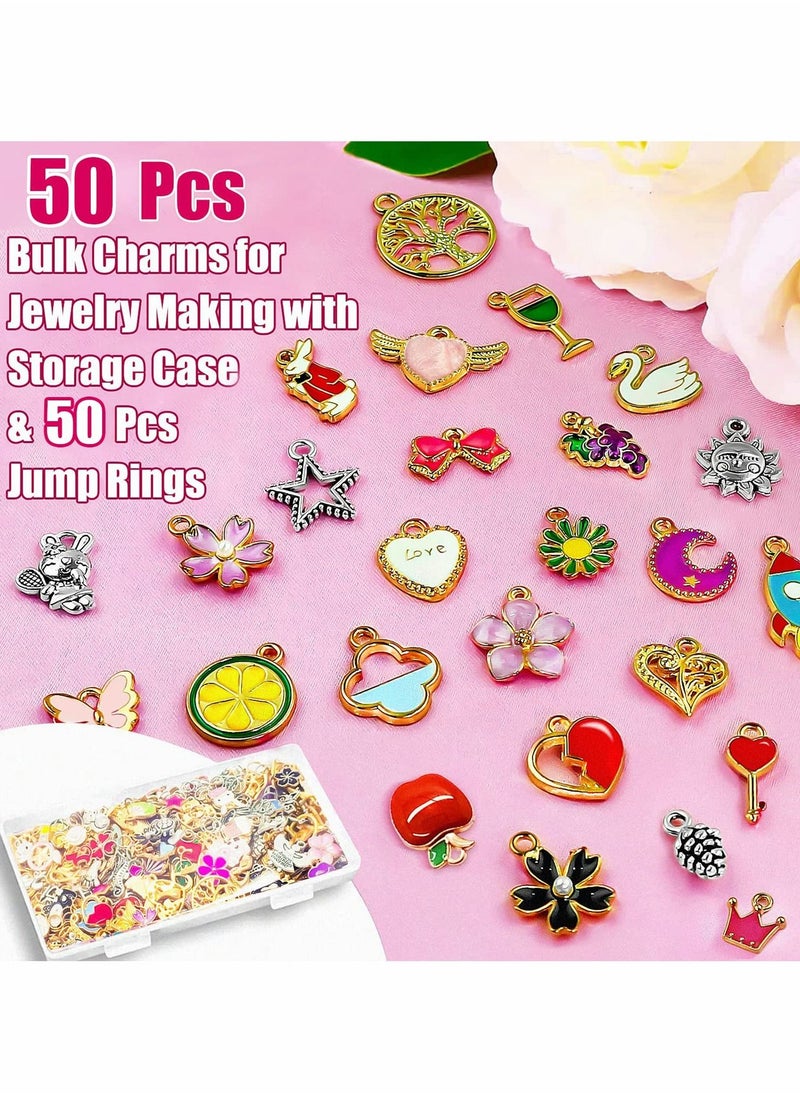 Excefore - Charms for Jewelry Making, 50Pcs DIY Crafting Mixed Enamel Charms for Jewelry Making Supplies for Earring Bracelet Pendant Bangle Necklace Designer Keychain Bulk Lots - Image 1