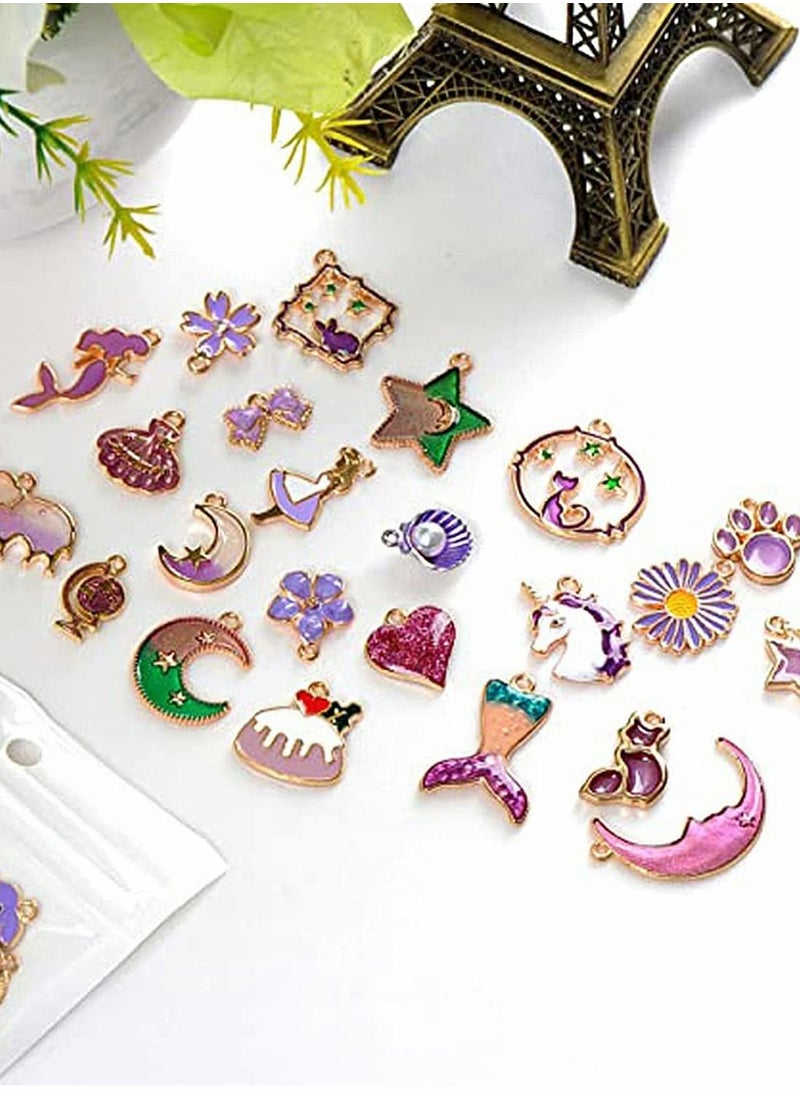 Excefore - Charms for Jewelry Making, 50Pcs DIY Crafting Mixed Enamel Charms for Jewelry Making Supplies for Earring Bracelet Pendant Bangle Necklace Designer Keychain Bulk Lots - Image 1