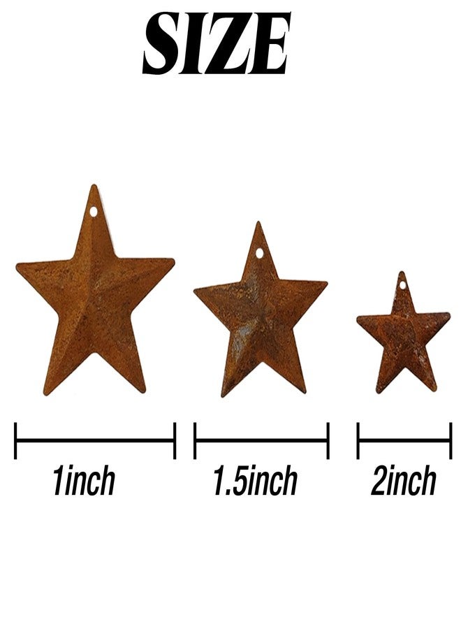 YOOHUA 66PCS 3 Sizes Metal Rusty Barn Star 1 Inch 1.5 Inch 2 Inch Mini Hanging Star Antique Primitives Rustic Country Tin Steel Stars Accents for DIY Crafts Vintage Farmhouse Home Door Wall Decor - Image 2