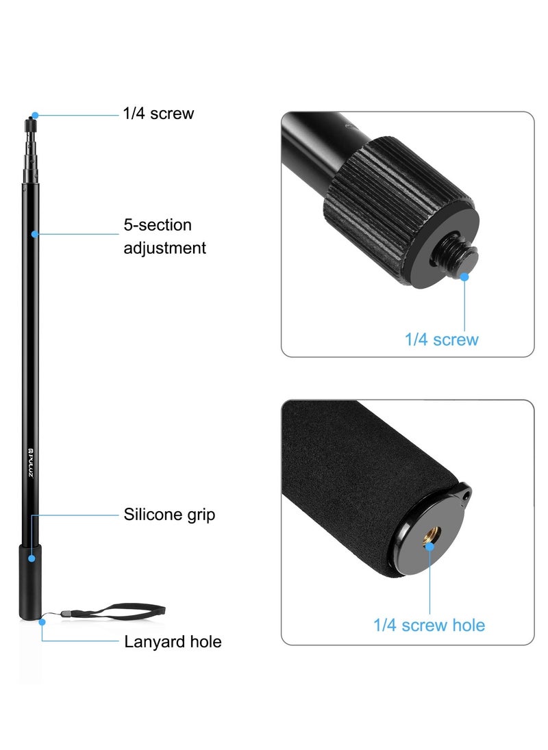 PULUZ PULUZ 3m Metal Selfie Stick Monopod for Insta360 One RS / X2 / X3 – 65.5–300cm Aluminum Alloy Telescopic Rod  - Image 4