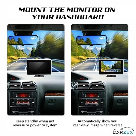 Carzex 5 Inch Universal TFT LCD Monitor Display for Car Dashboard Screen Rear View Monitor Only for Reverse Parking Camera (5 INCH Screen) - Image 3