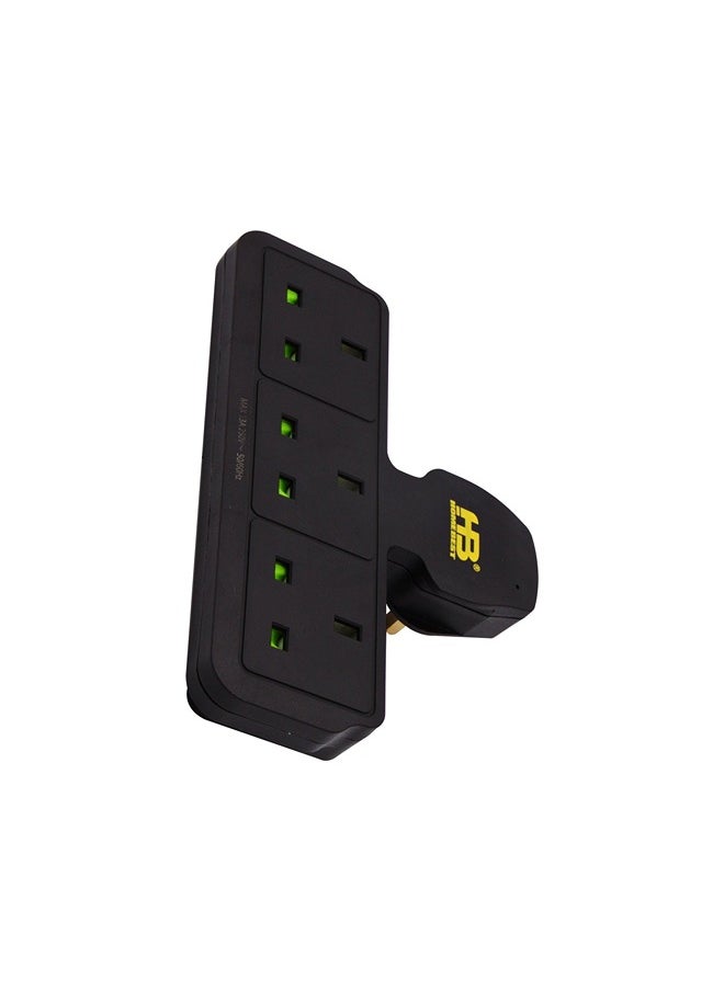 HOMEBEST Power Adapter 3 Sockets Black 